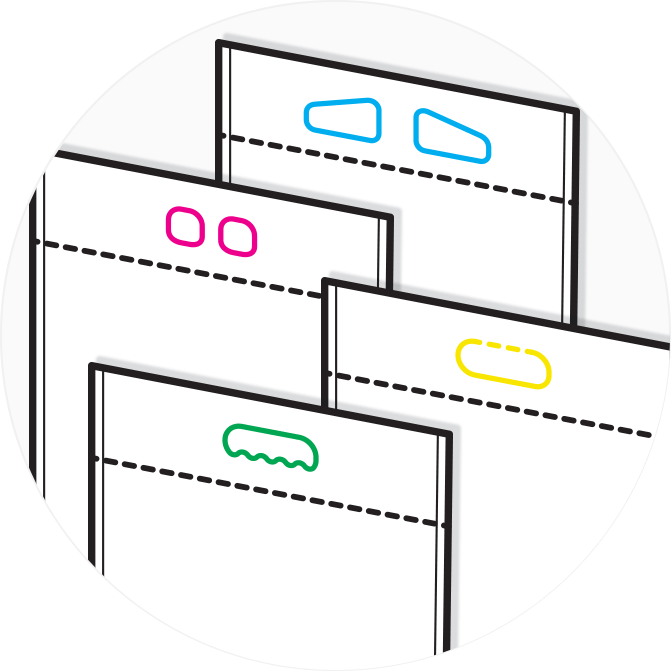 Diagram of different handle styles