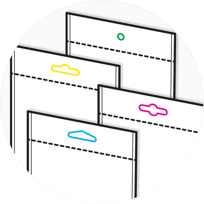 Diagram of flexible hanger holes