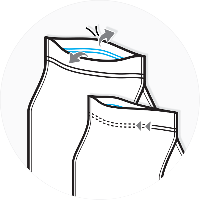 Diagram of a press-to-close zipper